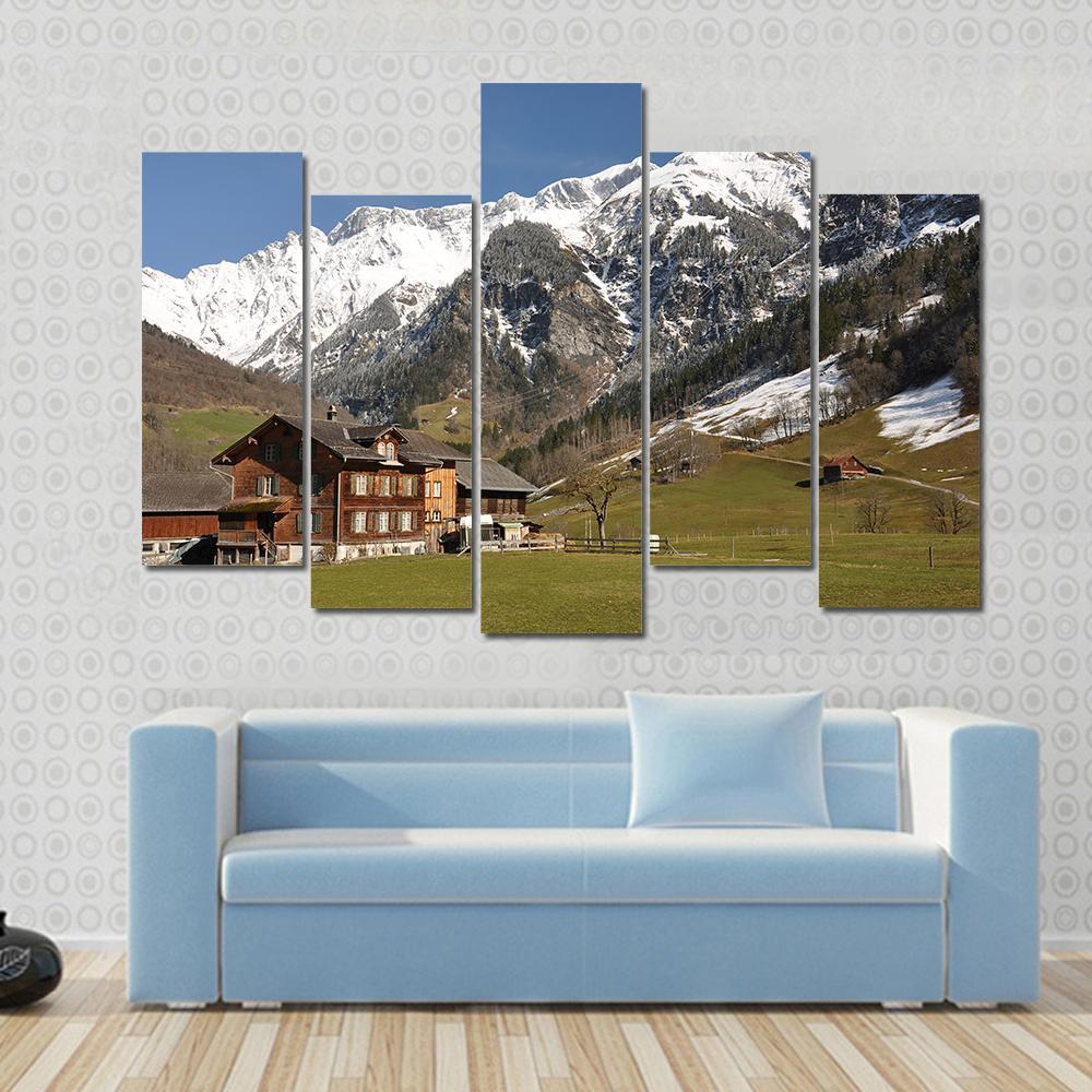 Elm Village Switzerland Canvas Wall Art-5 Pop-Gallery Wrap-47" x 32"-Tiaracle