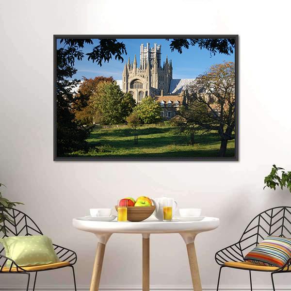 Ely Cathedral Cambridgeshire Canvas Wall Art-1 Piece-Floating Frame-24" x 16"-Tiaracle