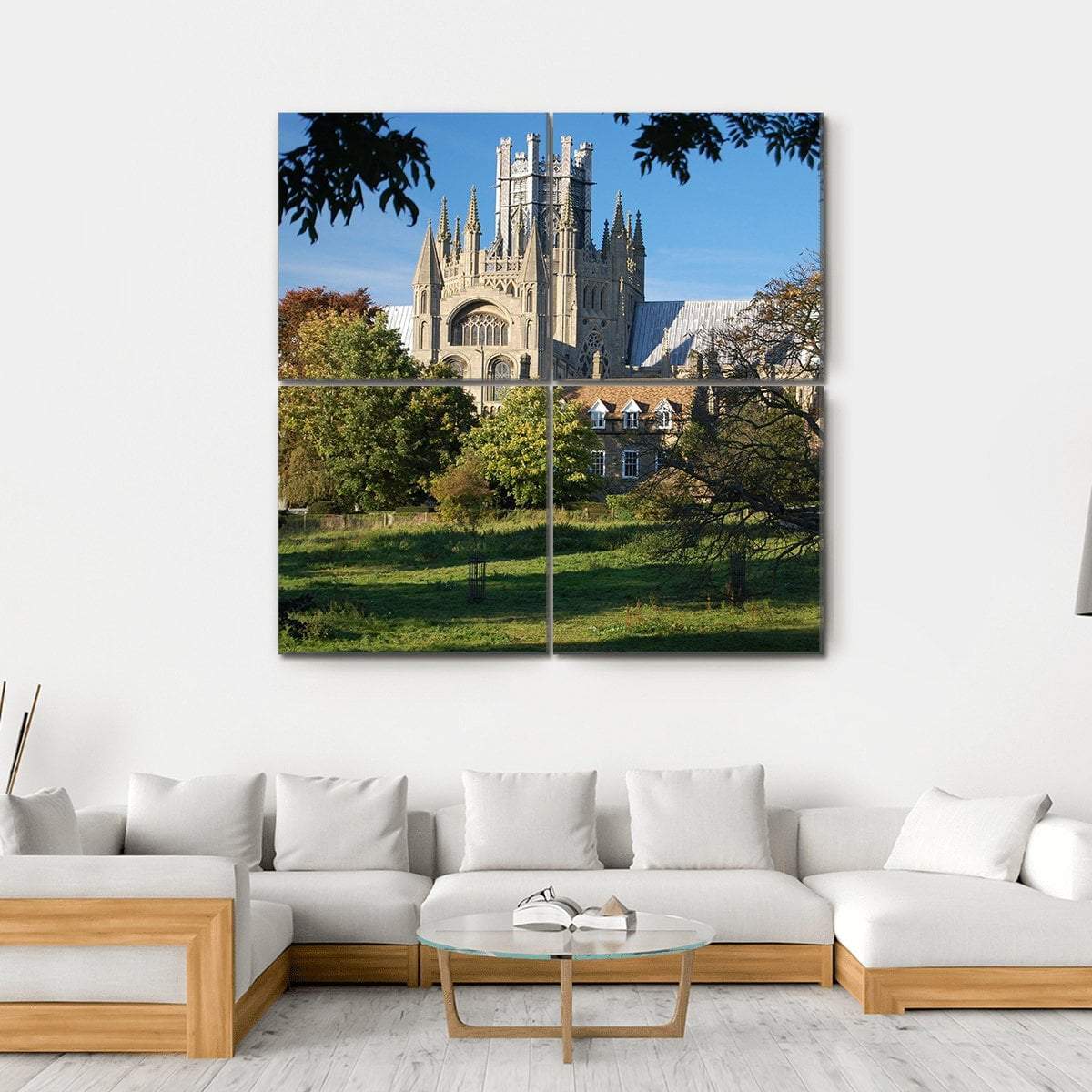 Ely Cathedral Cambridgeshire Canvas Wall Art-4 Square-Gallery Wrap-17" x 17"-Tiaracle