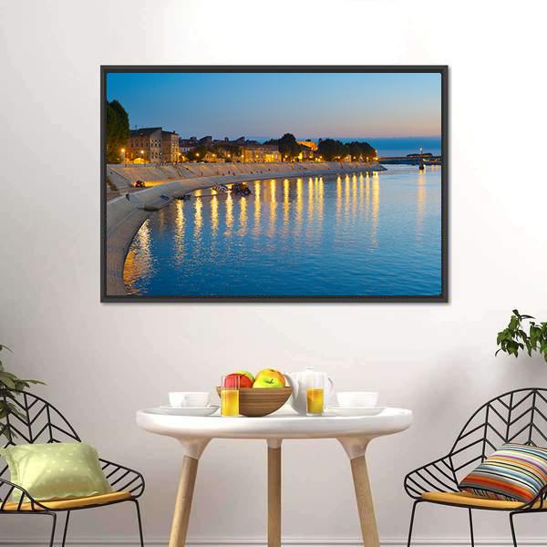 Embankment Of Arles Canvas Wall Art-1 Piece-Floating Frame-24" x 16"-Tiaracle