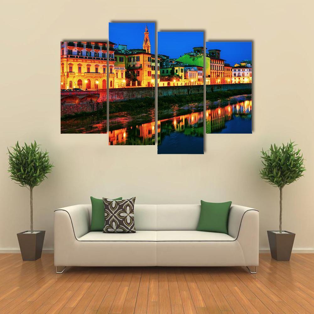 Embankment Of Arno Canvas Wall Art-4 Pop-Gallery Wrap-50" x 32"-Tiaracle