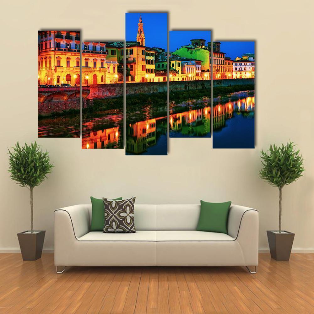 Embankment Of Arno Canvas Wall Art-5 Pop-Gallery Wrap-47" x 32"-Tiaracle