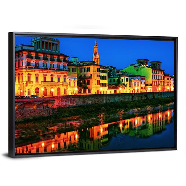 Embankment Of Arno Canvas Wall Art-3 Horizontal-Gallery Wrap-25" x 16"-Tiaracle