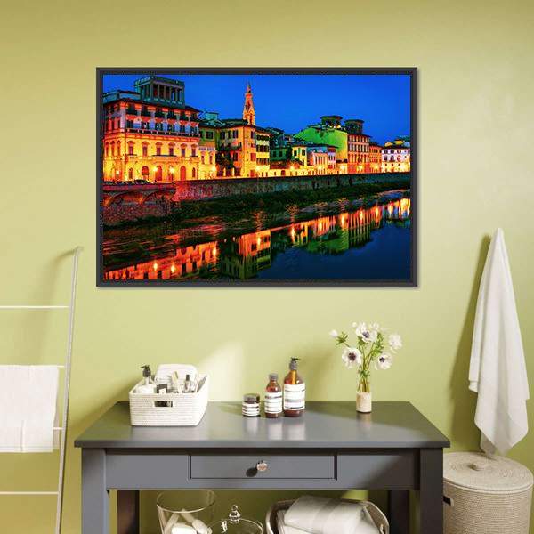 Embankment Of Arno Canvas Wall Art-3 Horizontal-Gallery Wrap-25" x 16"-Tiaracle