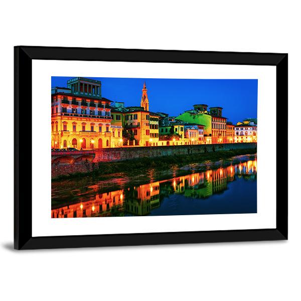 Embankment Of Arno Canvas Wall Art-3 Horizontal-Gallery Wrap-25" x 16"-Tiaracle