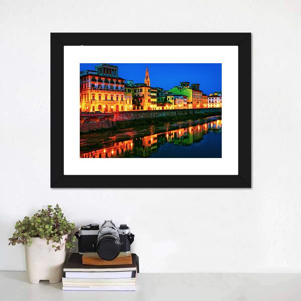 Embankment Of Arno Canvas Wall Art-3 Horizontal-Gallery Wrap-25" x 16"-Tiaracle