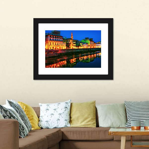 Embankment Of Arno Canvas Wall Art-1 Piece-Framed Print-20" x 16"-Tiaracle