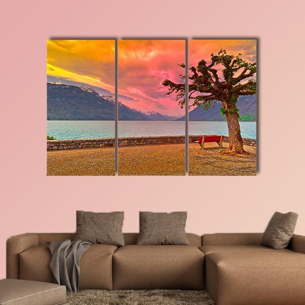Lake Brienzer At Sunset Canvas Wall Art-3 Horizontal-Gallery Wrap-25" x 16"-Tiaracle