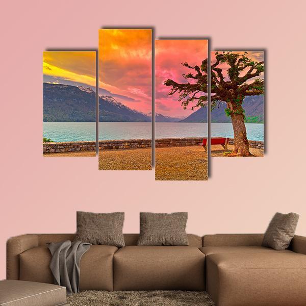 Lake Brienzer At Sunset Canvas Wall Art-4 Pop-Gallery Wrap-50" x 32"-Tiaracle