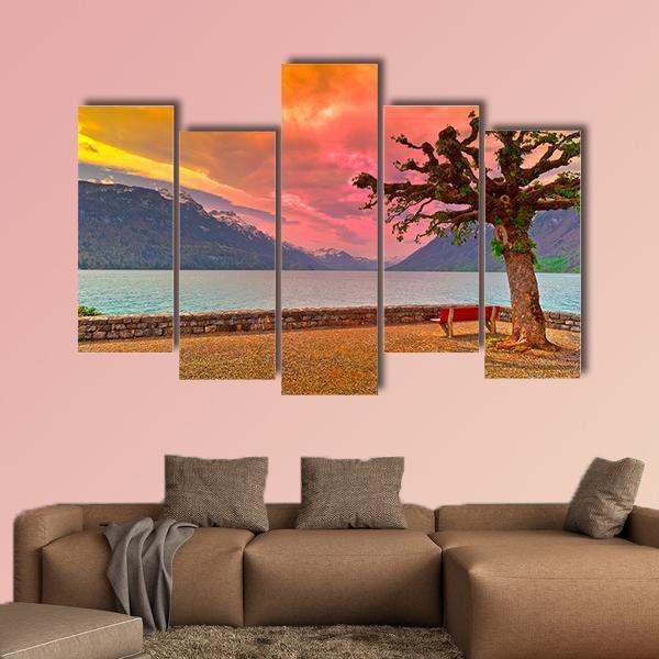 Lake Brienzer At Sunset Canvas Wall Art-5 Pop-Gallery Wrap-47" x 32"-Tiaracle