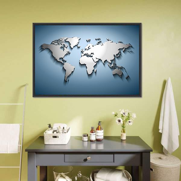 Embossed World Map Canvas Wall Art-5 Horizontal-Gallery Wrap-22" x 12"-Tiaracle