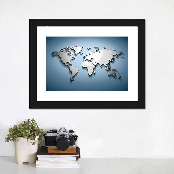 Embossed World Map Canvas Wall Art-5 Horizontal-Gallery Wrap-22" x 12"-Tiaracle