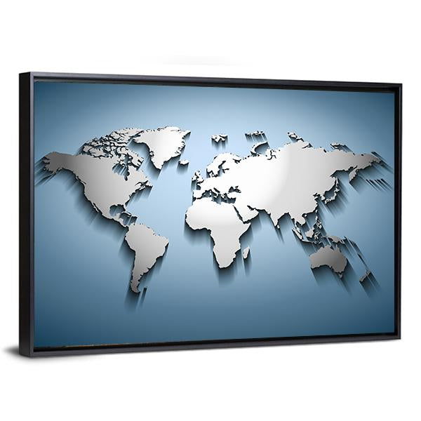 Embossed World Map Canvas Wall Art-5 Horizontal-Gallery Wrap-22" x 12"-Tiaracle