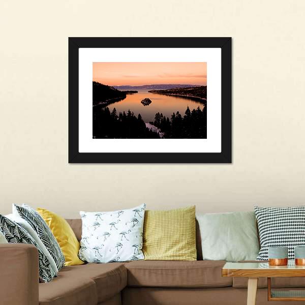 Emerald Bay After Sunset Canvas Wall Art-1 Piece-Framed Print-20" x 16"-Tiaracle