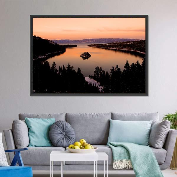 Emerald Bay After Sunset Canvas Wall Art-5 Horizontal-Gallery Wrap-22" x 12"-Tiaracle