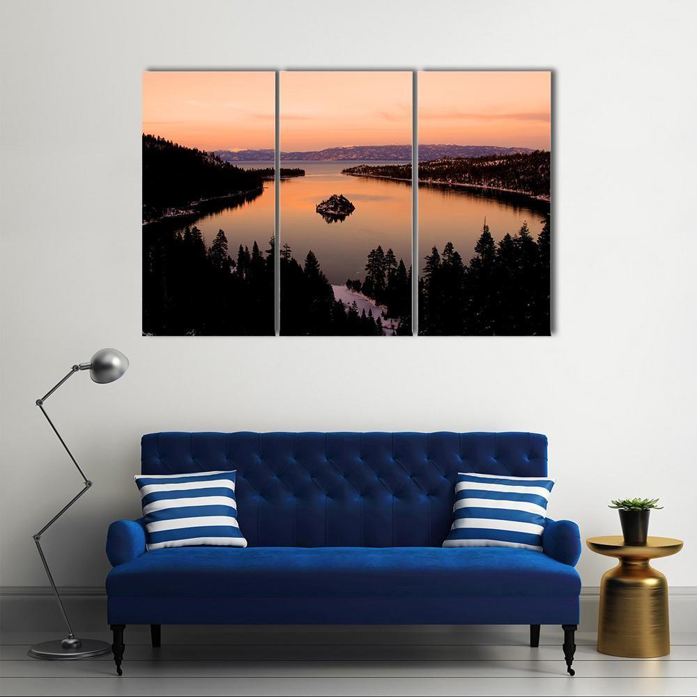 Emerald Bay After Sunset Canvas Wall Art-3 Horizontal-Gallery Wrap-37" x 24"-Tiaracle