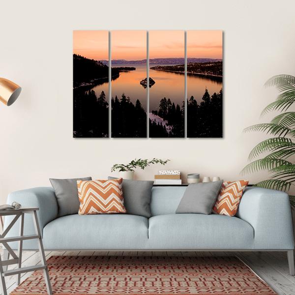 Emerald Bay After Sunset Canvas Wall Art-4 Horizontal-Gallery Wrap-34" x 24"-Tiaracle