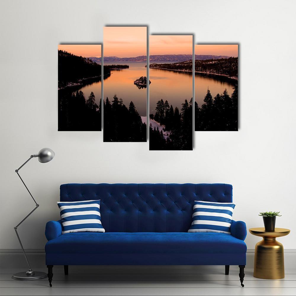 Emerald Bay After Sunset Canvas Wall Art-4 Pop-Gallery Wrap-50" x 32"-Tiaracle