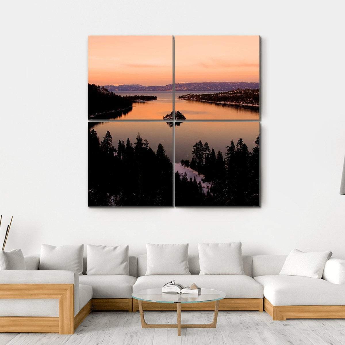 Emerald Bay After Sunset Canvas Wall Art-4 Square-Gallery Wrap-17" x 17"-Tiaracle
