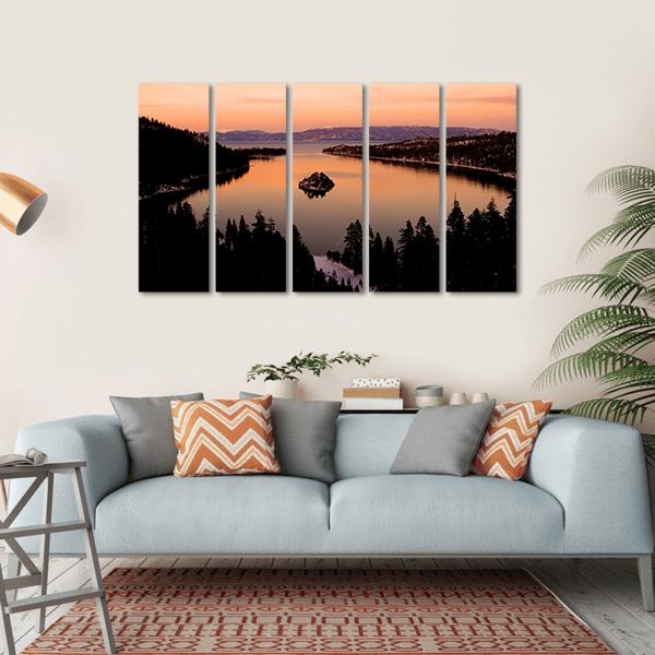 Emerald Bay After Sunset Canvas Wall Art-5 Horizontal-Gallery Wrap-22" x 12"-Tiaracle