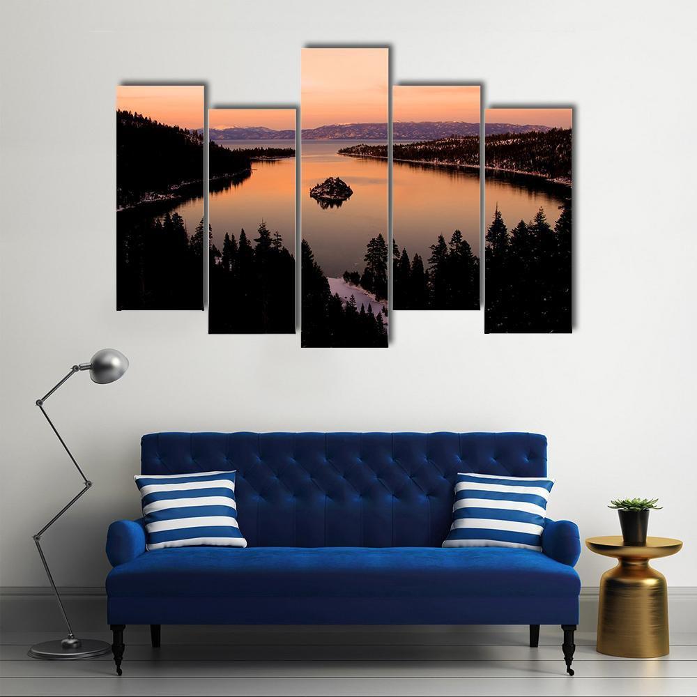 Emerald Bay After Sunset Canvas Wall Art-5 Pop-Gallery Wrap-47" x 32"-Tiaracle