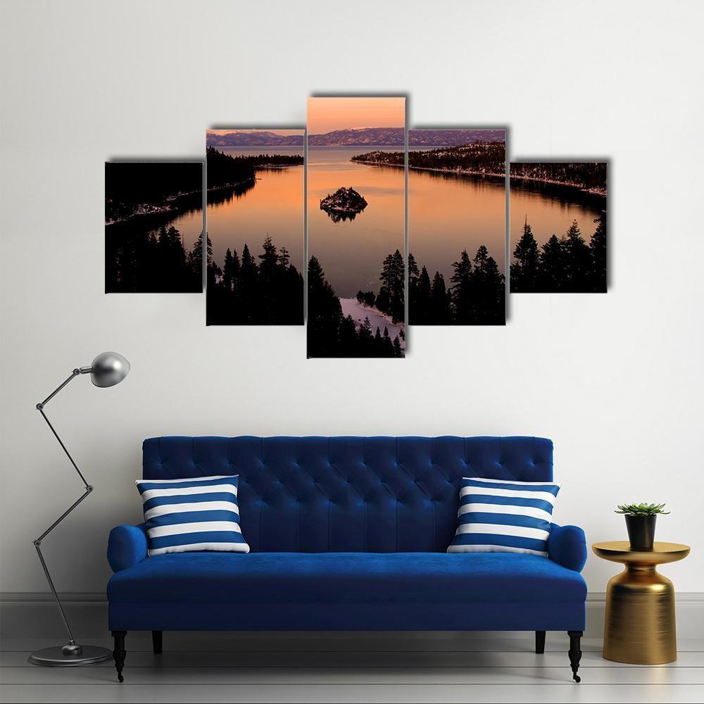 Emerald Bay After Sunset Canvas Wall Art-5 Star-Gallery Wrap-62" x 32"-Tiaracle