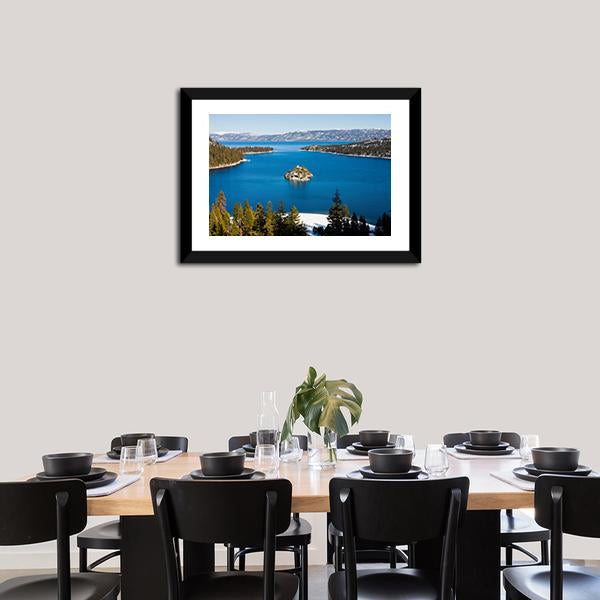 Emerald Bay In Winter Canvas Wall Art-1 Piece-Framed Print-20" x 16"-Tiaracle