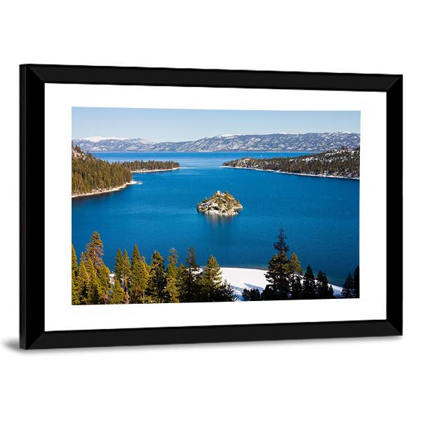 Emerald Bay In Winter Canvas Wall Art-3 Horizontal-Gallery Wrap-25" x 16"-Tiaracle