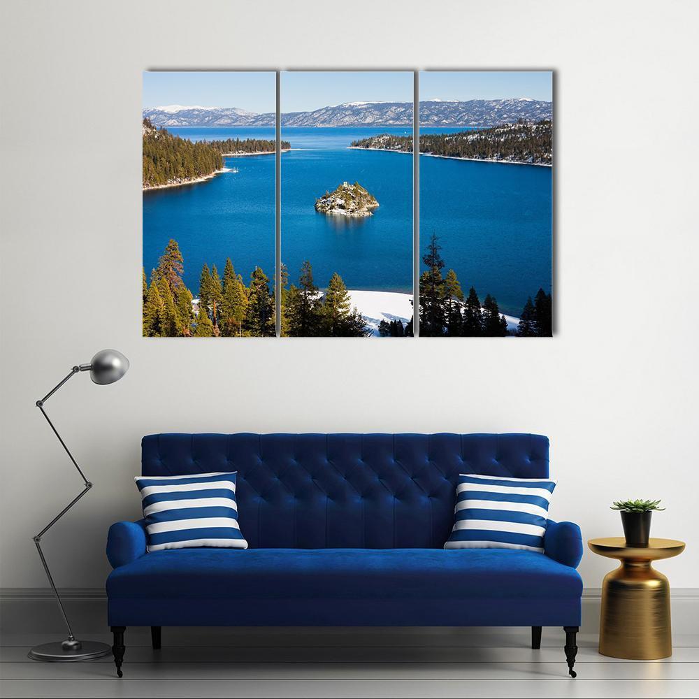 Emerald Bay In Winter Canvas Wall Art-3 Horizontal-Gallery Wrap-37" x 24"-Tiaracle