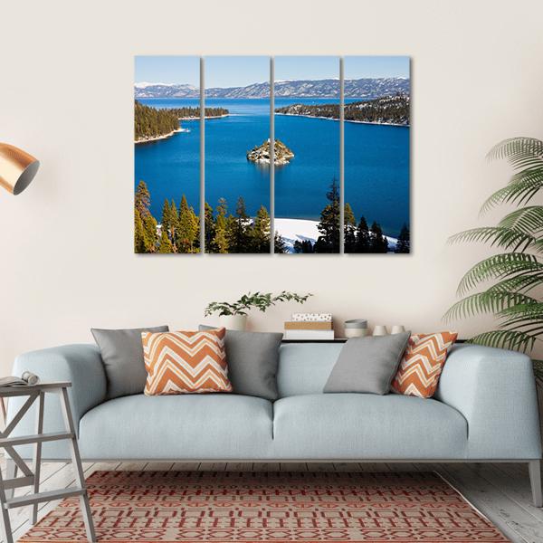 Emerald Bay In Winter Canvas Wall Art-4 Horizontal-Gallery Wrap-34" x 24"-Tiaracle