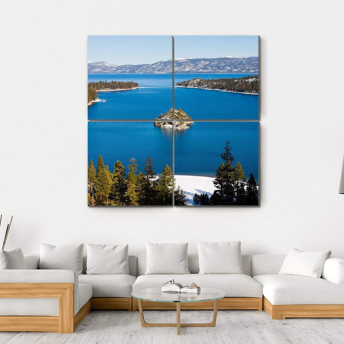 Emerald Bay In Winter Canvas Wall Art-4 Square-Gallery Wrap-17" x 17"-Tiaracle