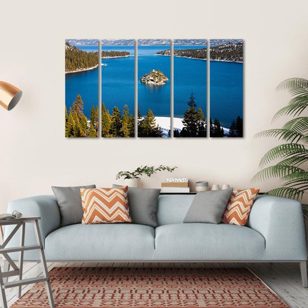 Emerald Bay In Winter Canvas Wall Art-5 Horizontal-Gallery Wrap-22" x 12"-Tiaracle