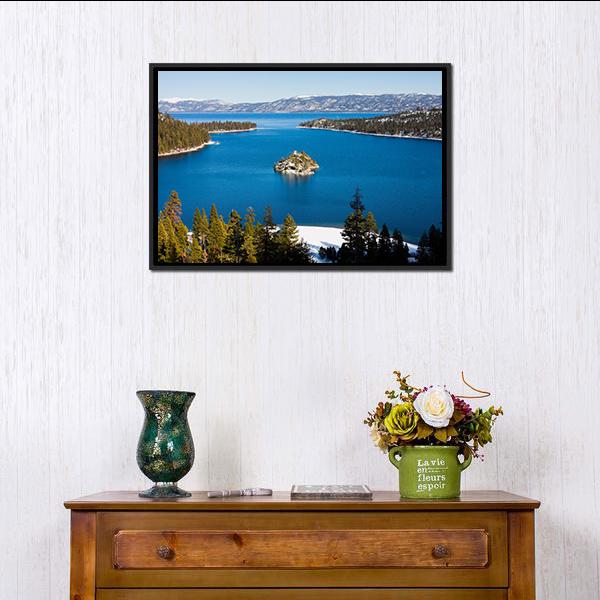 Emerald Bay In Winter Panoramic Canvas Wall Art-1 Piece-36" x 12"-Tiaracle