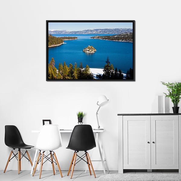 Emerald Bay In Winter Panoramic Canvas Wall Art-1 Piece-36" x 12"-Tiaracle