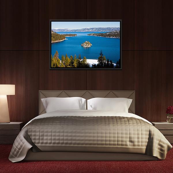 Emerald Bay In Winter Panoramic Canvas Wall Art-1 Piece-36" x 12"-Tiaracle