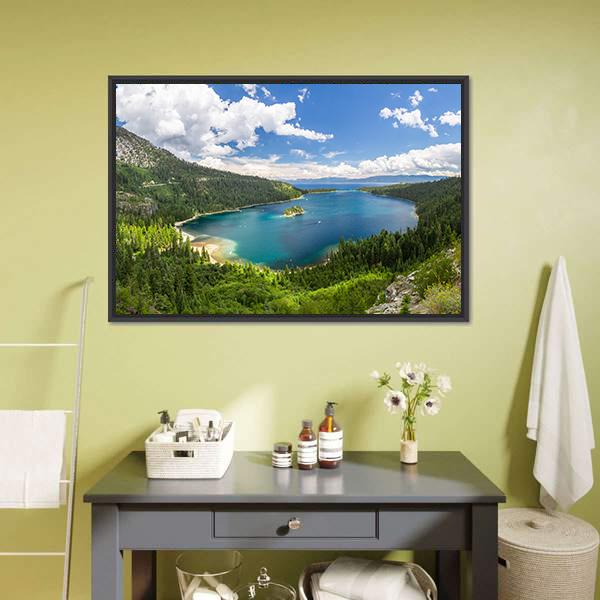 Emerald Bay Lake Tahoe Canvas Wall Art-5 Horizontal-Gallery Wrap-22" x 12"-Tiaracle