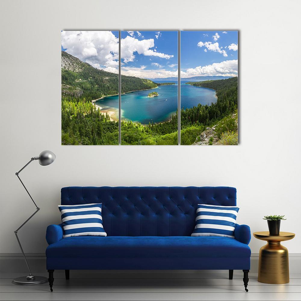 Emerald Bay Lake Tahoe Canvas Wall Art-3 Horizontal-Gallery Wrap-37&quot; x 24&quot;-Tiaracle