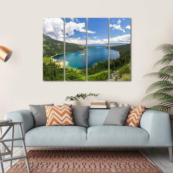 Emerald Bay Lake Tahoe Canvas Wall Art-4 Horizontal-Gallery Wrap-34" x 24"-Tiaracle