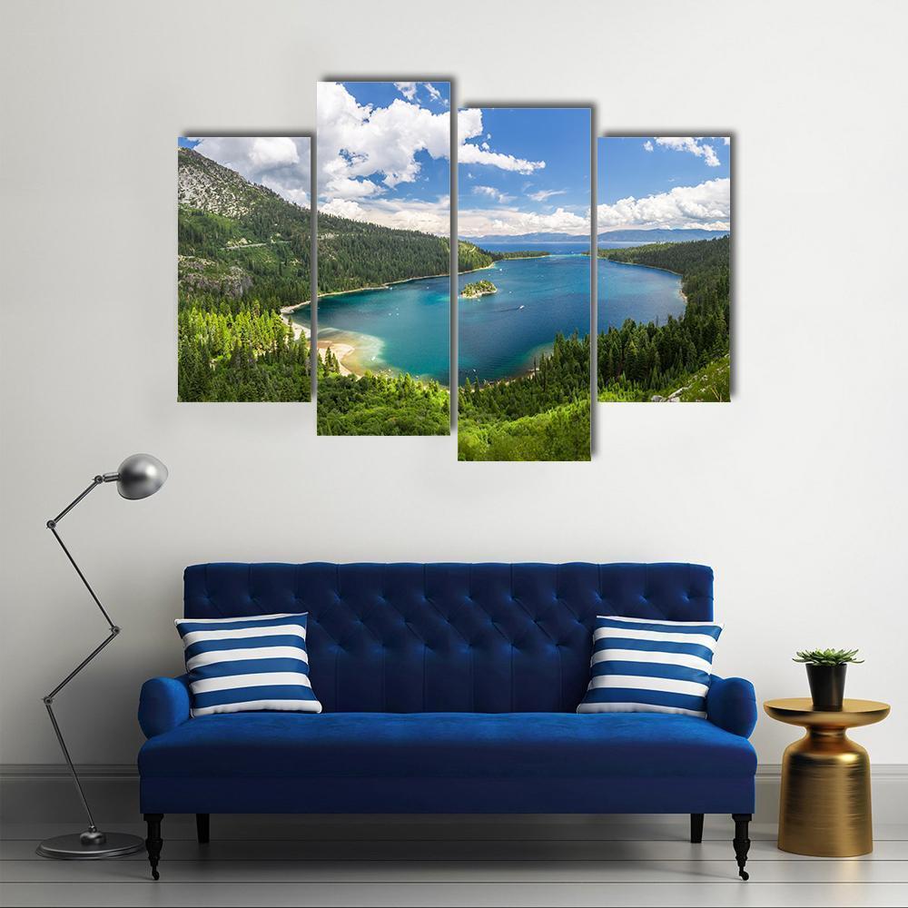 Emerald Bay Lake Tahoe Canvas Wall Art-4 Pop-Gallery Wrap-50&quot; x 32&quot;-Tiaracle