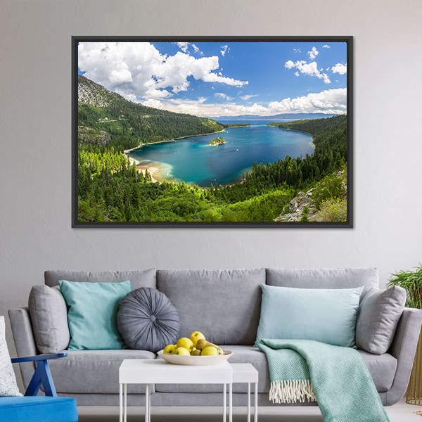 Emerald Bay Lake Tahoe Canvas Wall Art-3 Horizontal-Gallery Wrap-25" x 16"-Tiaracle
