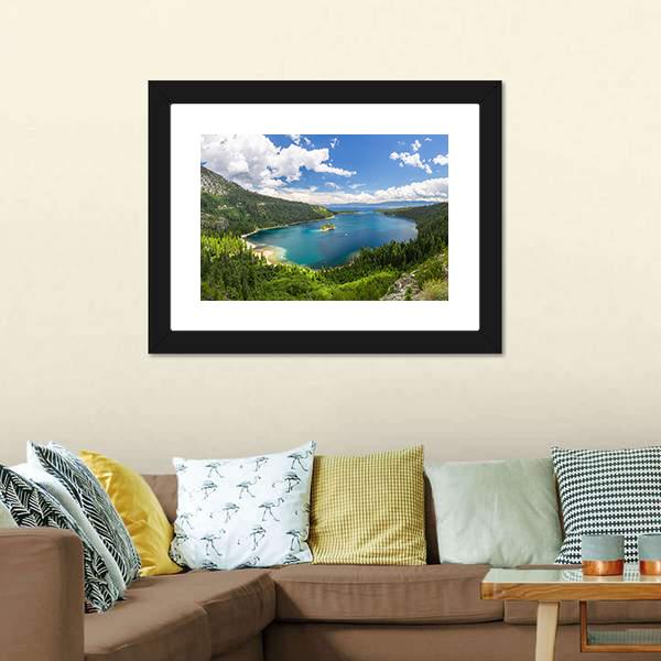 Emerald Bay Lake Tahoe Canvas Wall Art-1 Piece-Framed Print-20&quot; x 16&quot;-Tiaracle