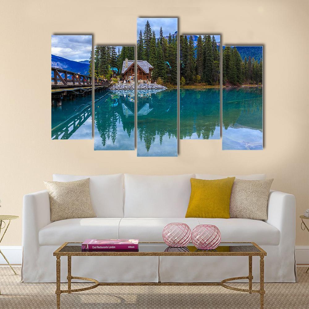Emerald Lake Canada Canvas Wall Art-5 Pop-Gallery Wrap-47" x 32"-Tiaracle