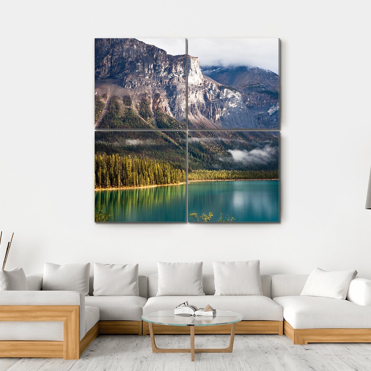 Magic Emerald Lake Canada Canvas Wall Art-4 Square-Gallery Wrap-17" x 17"-Tiaracle