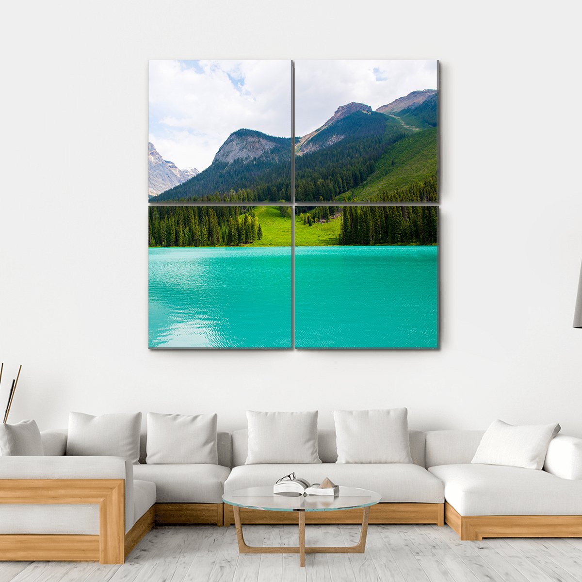 Emerald Lake Canvas Wall Art-4 Square-Gallery Wrap-17" x 17"-Tiaracle