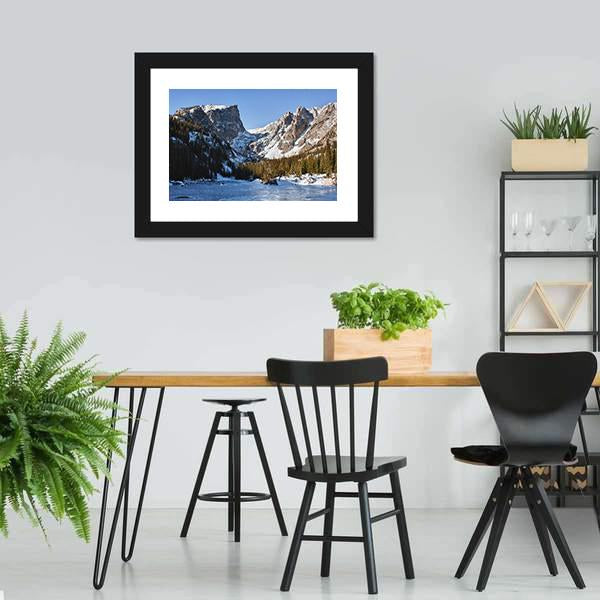 Emerald Lake Covered With Snow Canvas Wall Art-3 Horizontal-Gallery Wrap-25" x 16"-Tiaracle