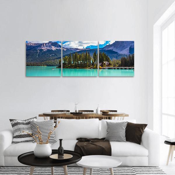 Magic Emerald Lake Panoramic Canvas Wall Art-3 Piece-25" x 08"-Tiaracle