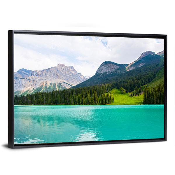 Emerald Lake Canvas Wall Art-3 Horizontal-Gallery Wrap-25" x 16"-Tiaracle