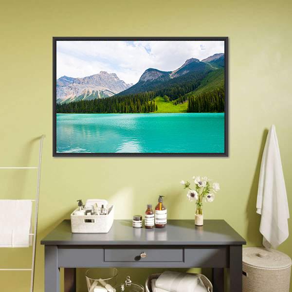 Emerald Lake Canvas Wall Art-3 Horizontal-Gallery Wrap-25" x 16"-Tiaracle