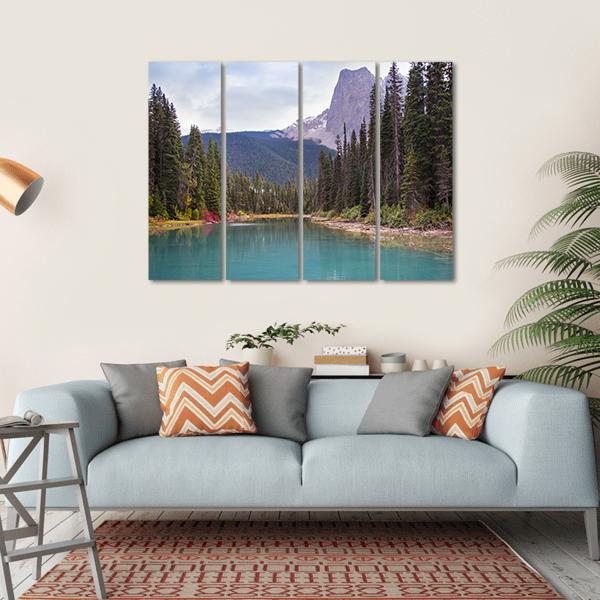 Emerald Lake With Trees Canvas Wall Art-4 Horizontal-Gallery Wrap-34" x 24"-Tiaracle