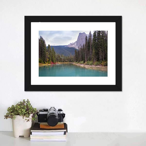 Emerald Lake With Trees Canvas Wall Art-5 Horizontal-Gallery Wrap-22" x 12"-Tiaracle